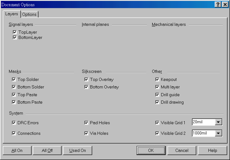 在主功能列，Design >> Option，打開(kāi)Document Option設(shè)置環(huán)境