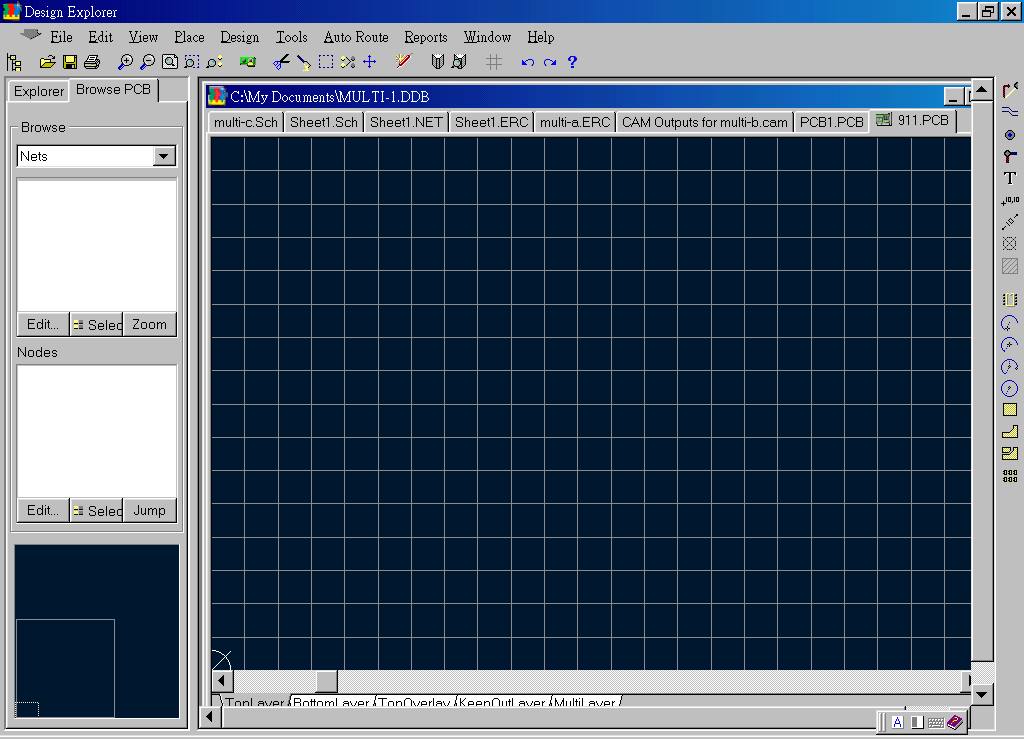 先預備一個PCB編輯環(huán)境，不必設置邊界。