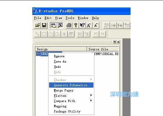4．右鍵點擊 Serial.EDF 文件，選擇 Generate Schamatics：