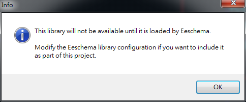 存檔離開。它會提醒你，要增加library搜尋路徑， 不然無法在library browser 找到你的library 