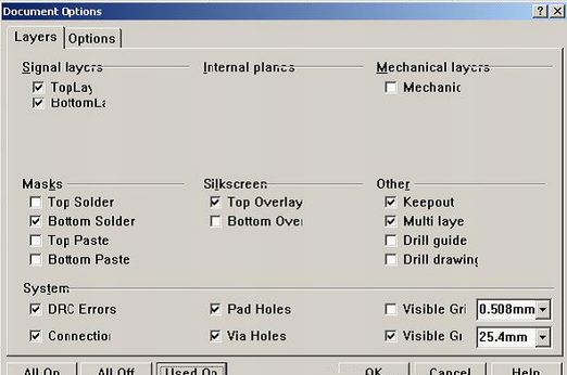 按“L”打開層設(shè)置窗口，打開各層圖形進(jìn)行初步檢查，看文件有無設(shè)計(jì)上的問題或有無特殊的、在處理文件時(shí)需特別留意之處