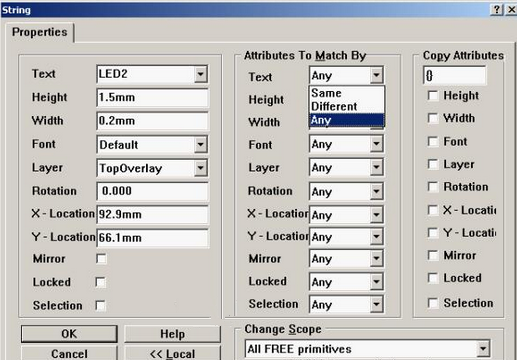 4. 可對字符和阻焊進(jìn)行適當(dāng)?shù)恼{(diào)整，以方便處理文件和提高效率，字符可以通過Global過濾器設(shè)置條件進(jìn)行快速調(diào)整不同格式的字符
